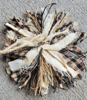 2 Rag Bows Primitive Homespun Messy Bows Black Gingham