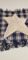 4  Navy Blue Homespun Star Rag Coasters