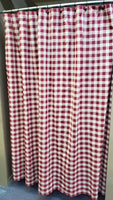 Country Primitive Large Burgundy Check Homespun Shower Curtain