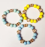Spring Wooden Beaded Stretch Bracelets