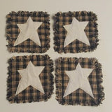 Black Plaid Homespun Rag Coasters Muslin Star