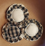 Country Primitive Fabric Flowers Bowl Fillers Black Plaid