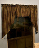 Country Primitive Black & Tan Plaid Homespun Swags