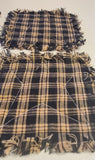 Black Plaid Homespun Rag Coasters Muslin Star