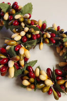 2 Country Primitive Burgundy Green Vanilla Pip Berry Taper Candle Rings 1.5"