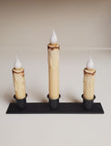 Primitive Black Iron Three Candle Windowsill Taper Holder