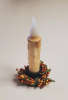 Set of 2 Country Primitive Orange and Sage Green Pip Berry Taper Candle Rings 1.5"