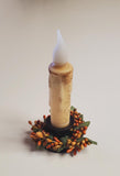 Set of 2 Country Primitive Orange and Sage Green Pip Berry Taper Candle Rings 1.5"
