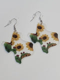Sunflower & Cactus Print Texas Earrings