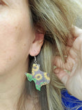 Sunflower & Cactus Print Acrylic Texas Map Earrings