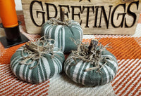 Sage Green Mini Fabric Pumpkins Set of 4