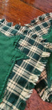 4 Primitive Green Plaid Homespun Rag Coasters w Green Star