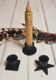 Country Primitive Black Metal Iron Taper Candle Holder Round Star or Square