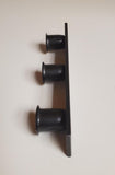 Primitive Black Iron Three Candle Windowsill Taper Holder