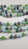 Blue Green Purple Crystal Faceted Bead Necklace 60"