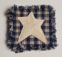4  Navy Blue Homespun Star Rag Coasters