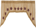 Rustic Country Primitive Burlap w Burgundy Star Swag Sets - BJS Country Charm