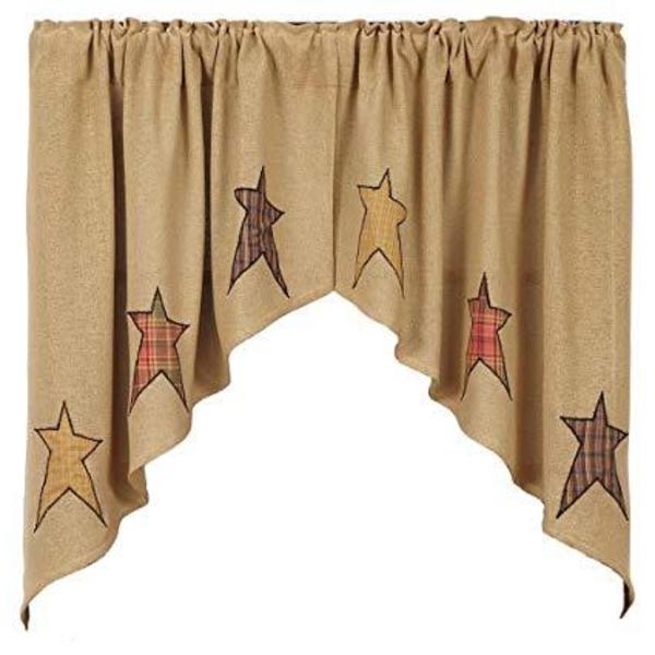 Country Primitive Stratton Burlap Applique Star Swags - BJS Country Charm