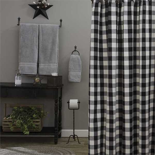 Wicklow Check Shower Curtain Black & white - BJS Country Charm