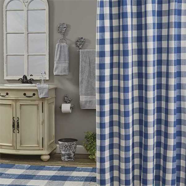 Wicklow Check Shower Curtain China Blue - BJS Country Charm