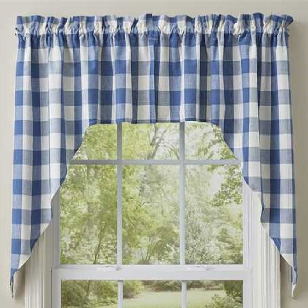 Wicklow Check China Blue Swags - BJS Country Charm