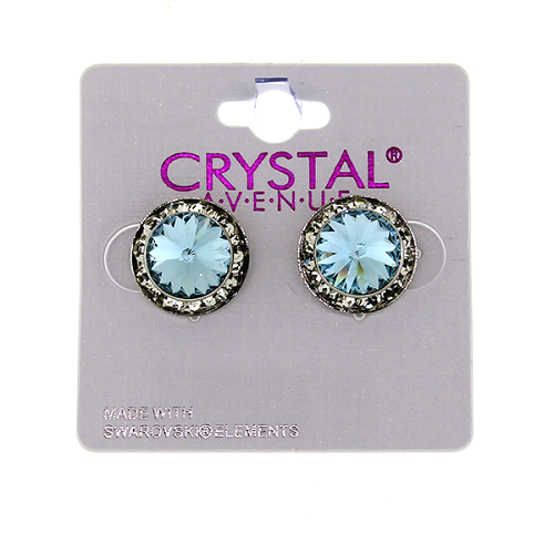 Crystal & Rhinestone Stud Earrings - Blue