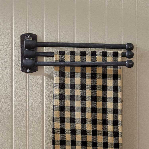 Country Primitive 3 Arm Towel Bar Black - BJS Country Charm