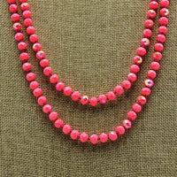 Pink 60" Faceted Beaded Necklace
