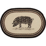 Country Farmhouse Sawyer Mill Pig Braided Jute Rug 20x30 Oval - BJS Country Charm