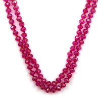 Fuchsia 60" Faceted Beaded Necklace