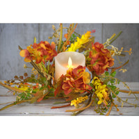 Country Farmhouse Fall Hydrangea Candle Ring