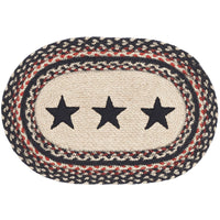Primitive Colonial Star Braided Jute Placemat Oval - BJS Country Charm