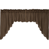 Rustic Country Primitive Black Check Scalloped Swags 36" - BJS Country Charm