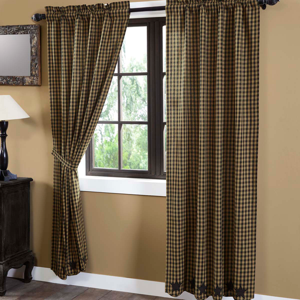 Black Star Scalloped Curtain Panels - BJS Country Charm