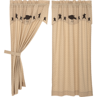 Country Primitive Kettle Grove Curtain Panel with Attached Valance Crow and Star - BJS Country Charm