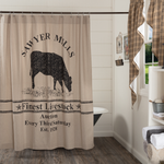 Sawyer Mill Charcoal Cow Shower Curtain 72x72 - BJS Country Charm