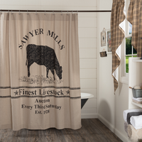 Sawyer Mill Charcoal Cow Shower Curtain 72x72 - BJS Country Charm
