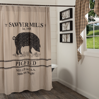 Sawyer Mill Charcoal Pig Shower Curtain - BJS Country Charm