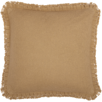 Burlap Natural Pillow w Fringed Ruffle - BJS Country Charm