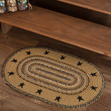 Primitive Kettle Grove Stenciled Stars Braided Rug 20x30 Oval - BJS Country Charm