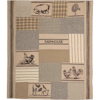Sawyer Mill Charcoal Farm Animal Quilted Throw - BJS Country Charm