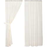 Country Primitive Anitque White Tobacco Cloth Curtain Panels - BJS Country Charm