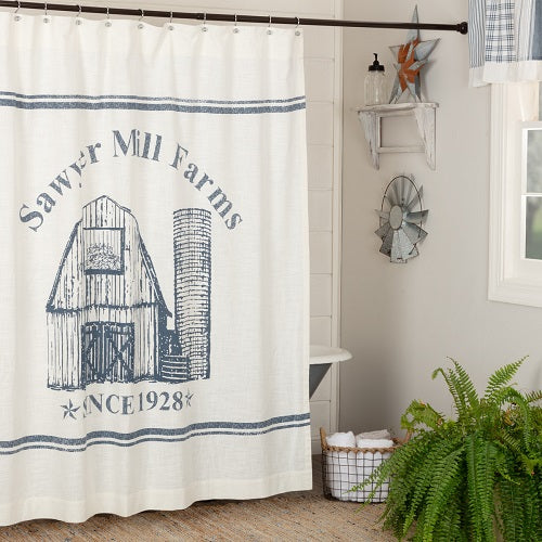 Sawyer Mill Blue Barn Shower Curtain - BJS Country Charm