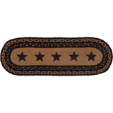 Country Primitive Farmhouse Star Braided Stenciled Runner 24" Oval Jute - BJS Country Charm