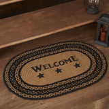 Country Primitive Farmhouse Star Braided Welcome Oval Rug 20 x 30 - BJS Country Charm