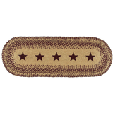 Country Primitive Burgundy Tan Stenciled Stars Braided Table Runner 36" - BJS Country Charm