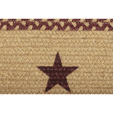 Country Primitive Burgundy and Tan Star Stenciled Table Runner Braided 24" - BJS Country Charm