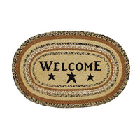 Primitive Kettle Grove Welcome Braided Jute Rug 20x30 Oval - BJS Country Charm