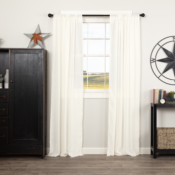 primitive tobacco cloth curtains Panel Rustic with a relaxed elegance VHC Brands Tobacco Cloth Natural