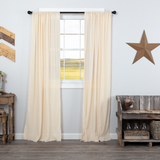 Country Farmhouse Tobacco Cloth Natural Curtain Panels Fringed - BJS Country Charm